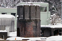 今庄駅構内のレンガ造給水塔